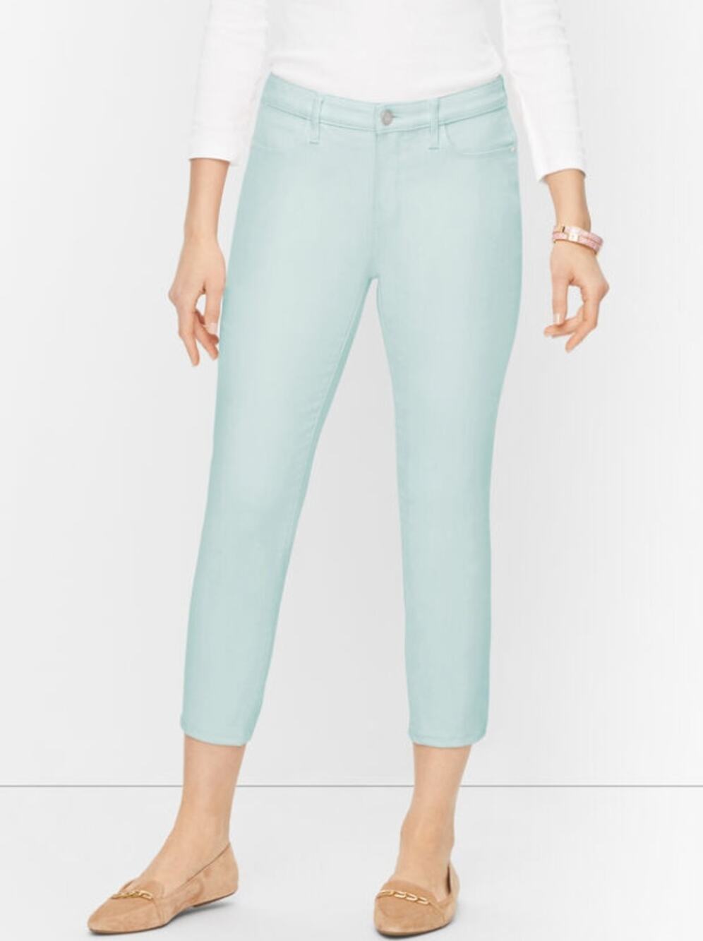 Talbots Crop Jegging WMNS 10P Light Teal High Rise Skinny Ankle Stretchy Denim